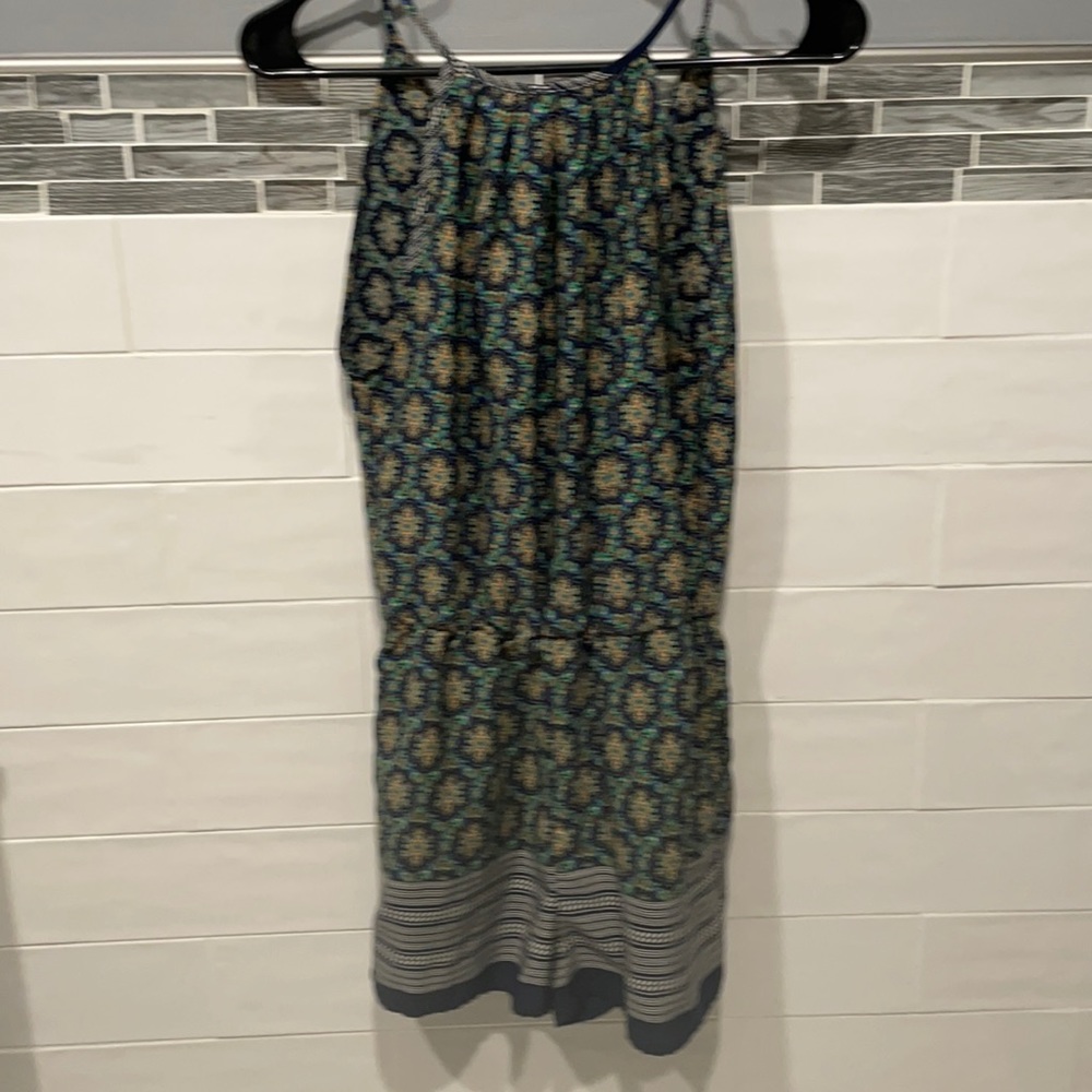 Blue & gold pattern romper